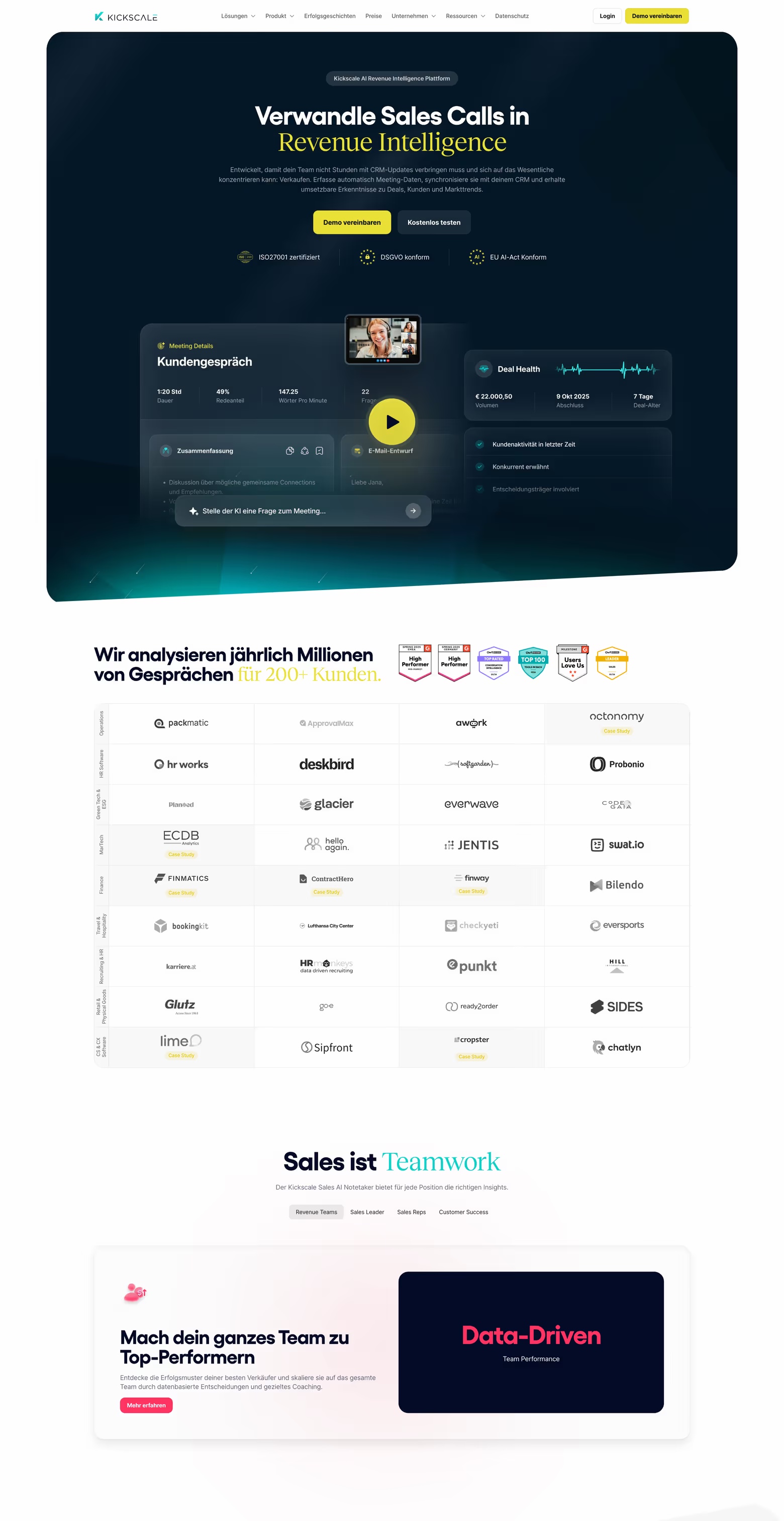 Kickscale Website nach dem Relaunch in Webflow